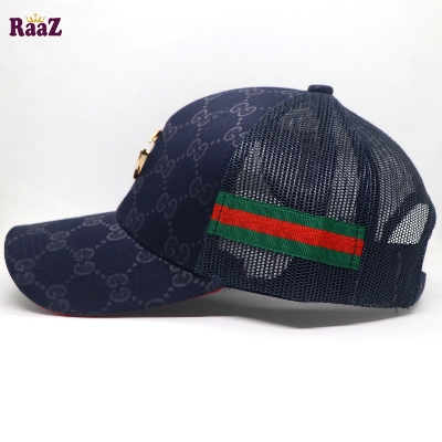 Picture of Navy Blue Half Net GG Steel Logo Fashion Cap For Men