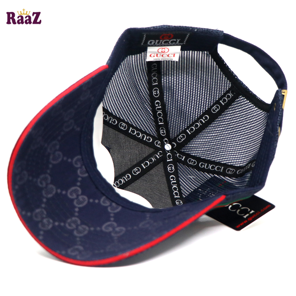 Picture of Navy Blue Half Net GG Steel Logo Fashion Cap For Men