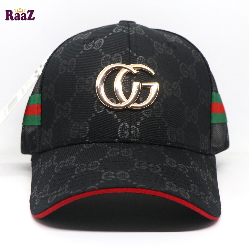 Picture of Black Half Net GG Steel Logo Fashion Cap For Men
