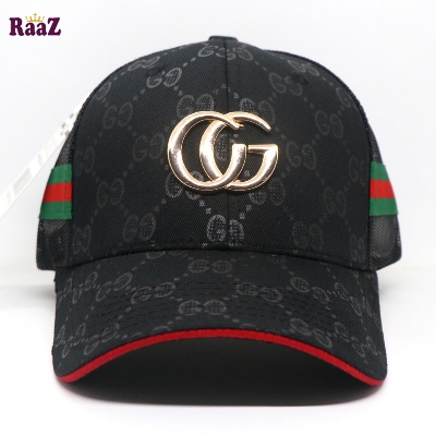 Picture of Black Half Net GG Steel Logo Fashion Cap For Men