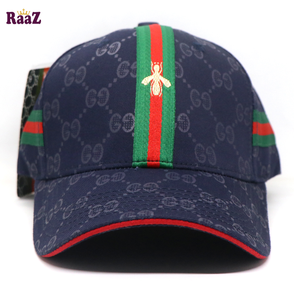 Picture of Navy Blue GG Ace Logo Embroidery Logo Famous Stripe Curved Cap