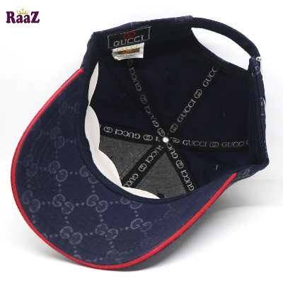 Picture of Navy Blue GG Ace Logo Embroidery Logo Famous Stripe Curved Cap