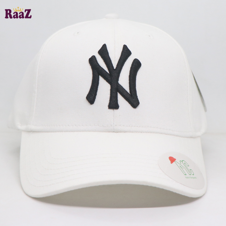 Picture of Full White NY Embroidery Logo Curved Cap