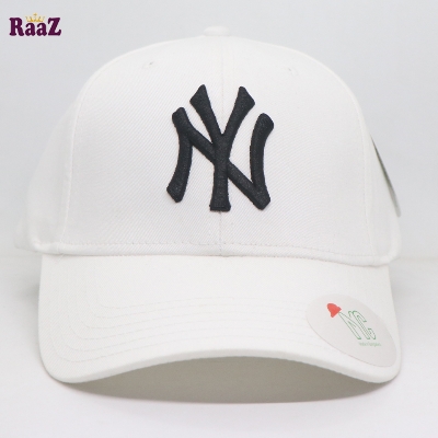 Picture of Full White NY Embroidery Logo Curved Cap