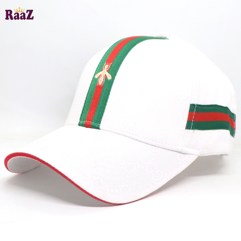 Picture of Full White GG Ace Logo Embroidery Logo Famous Stripe Curved Cap