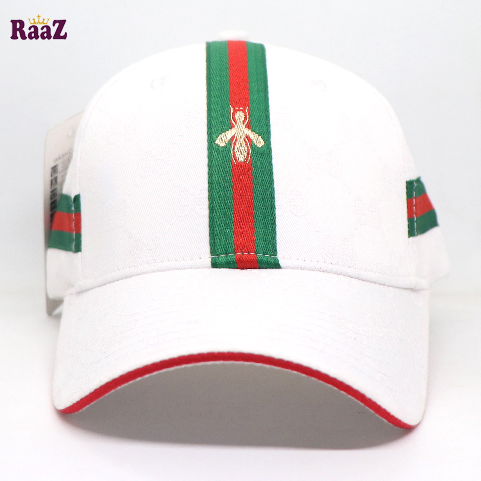 Picture of Full White GG Ace Logo Embroidery Logo Famous Stripe Curved Cap