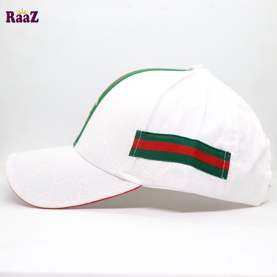 Picture of Full White GG Ace Logo Embroidery Logo Famous Stripe Curved Cap