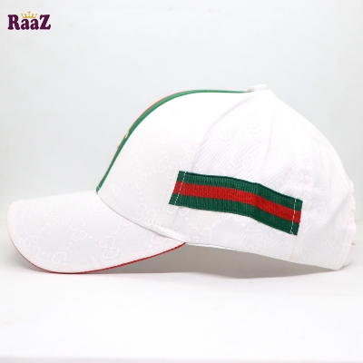 Picture of Full White GG Ace Logo Embroidery Logo Famous Stripe Curved Cap