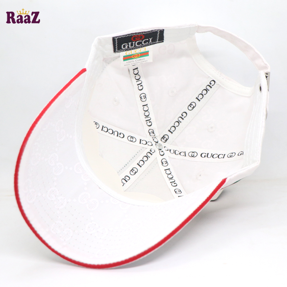 Picture of Full White GG Ace Logo Embroidery Logo Famous Stripe Curved Cap