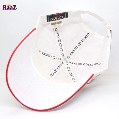 Picture of Full White GG Ace Logo Embroidery Logo Famous Stripe Curved Cap