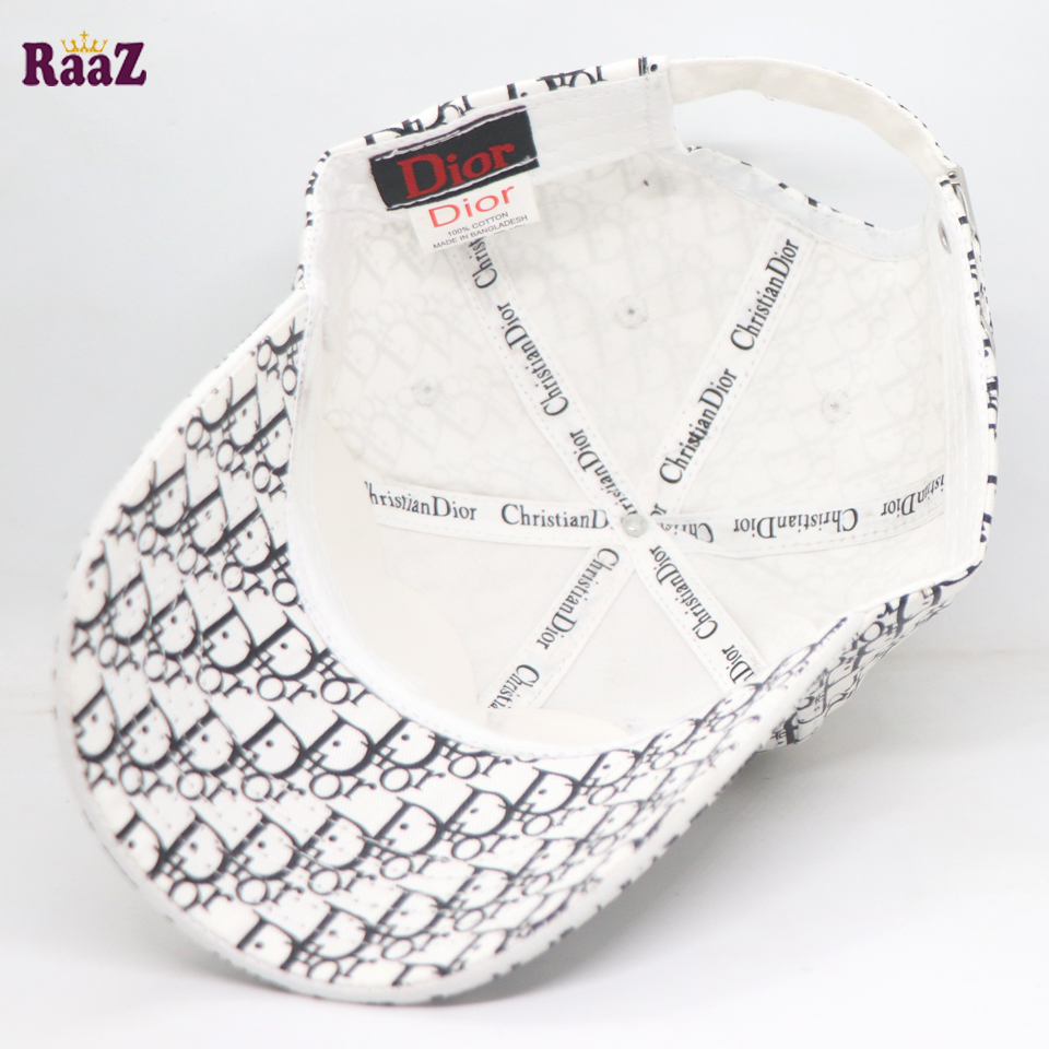 Picture of White Black Premium Printed Fabric Embroidery Logo Curved Cap