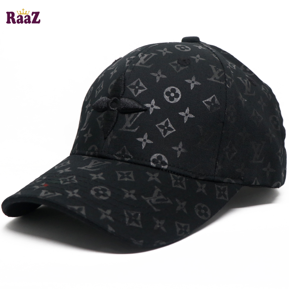 Picture of Premium Black LV Printed Fabric Embroidery Logo Cap