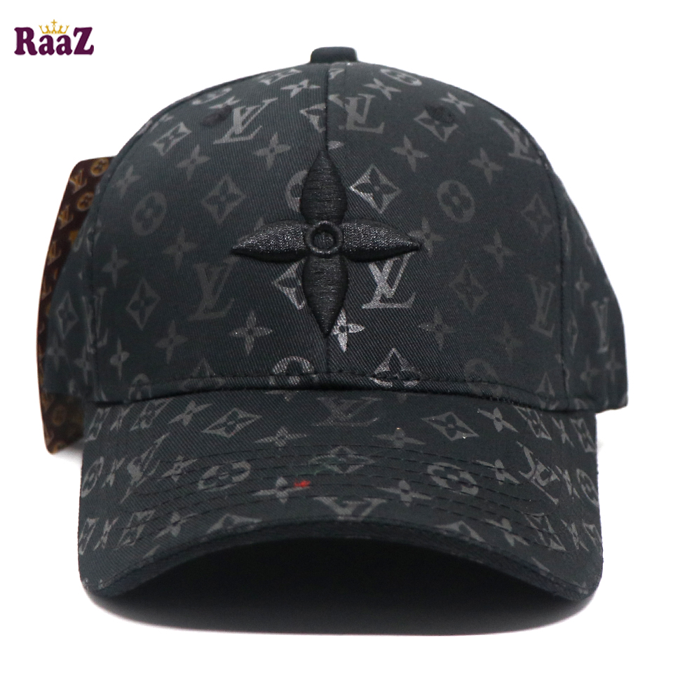 Picture of Premium Black LV Printed Fabric Embroidery Logo Cap