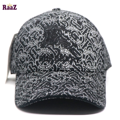 Picture of Black Burberry Printed Fabric Embroidery Logo Cap