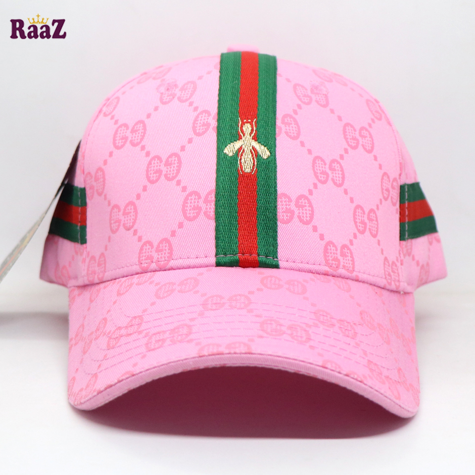 Picture of Pink GG Ace Logo Embroidery Logo Famous Stripe Curved Cap