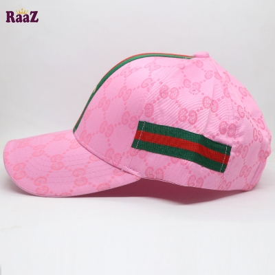 Picture of Pink GG Ace Logo Embroidery Logo Famous Stripe Curved Cap