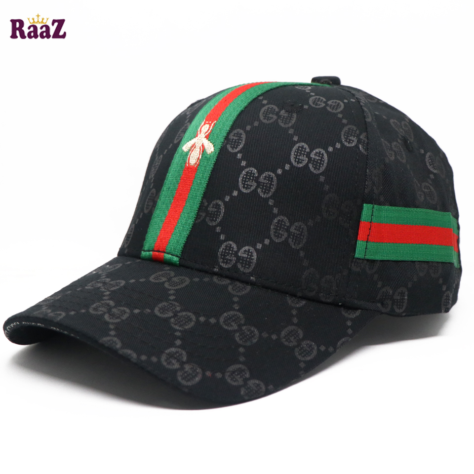 Picture of Black GG Ace Logo Embroidery Logo Famous Stripe Curved Cap