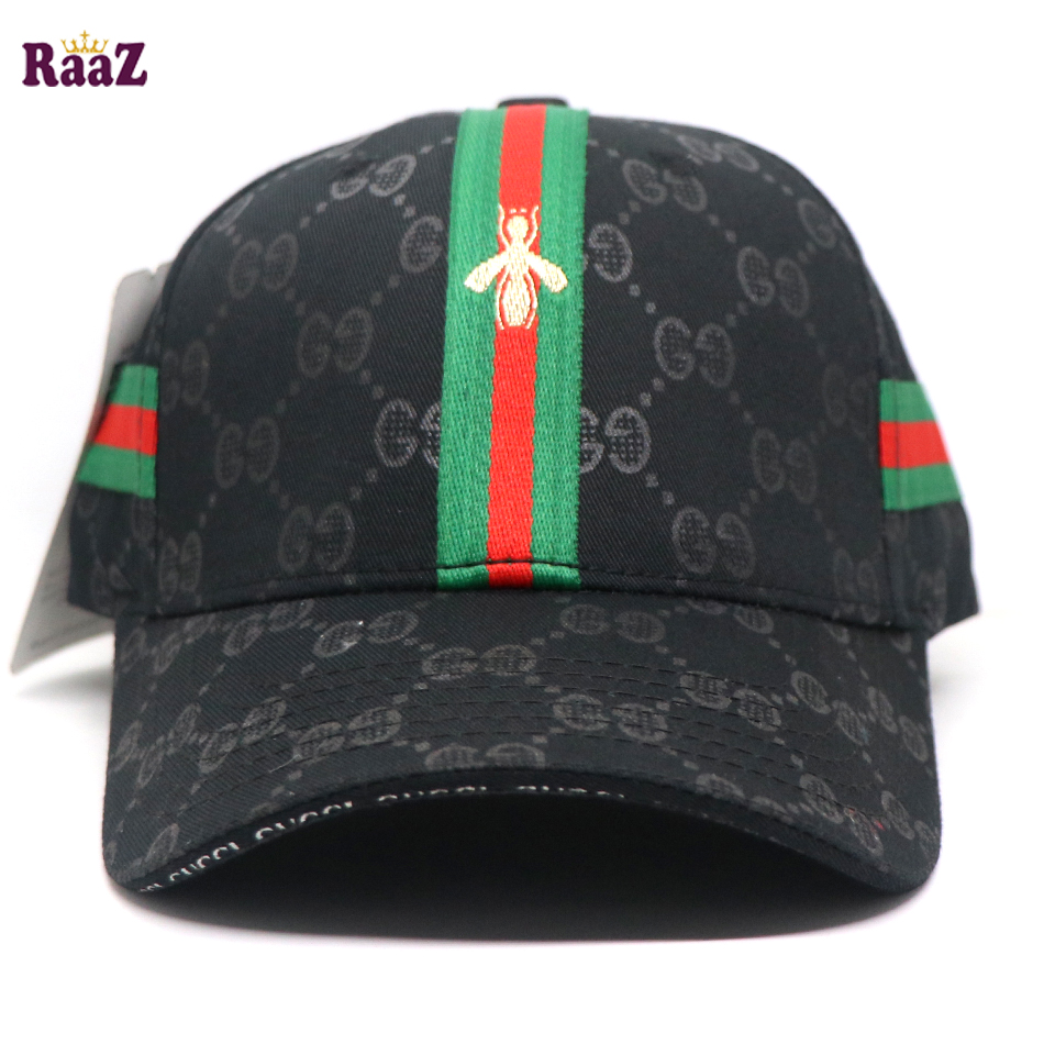 Picture of Black GG Ace Logo Embroidery Logo Famous Stripe Curved Cap