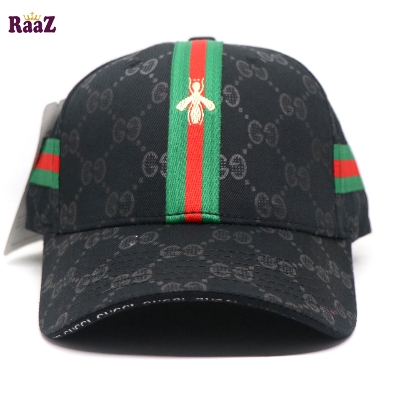 Picture of Black GG Ace Logo Embroidery Logo Famous Stripe Curved Cap