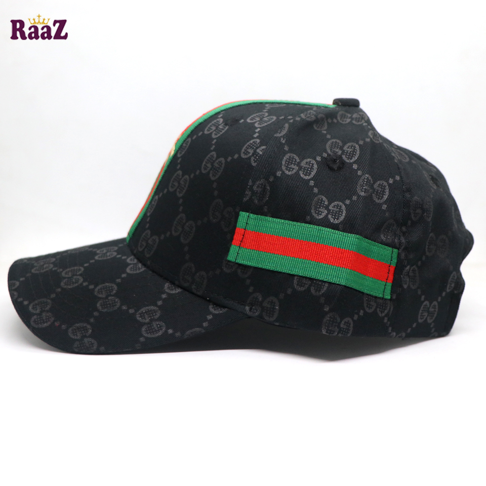 Picture of Black GG Ace Logo Embroidery Logo Famous Stripe Curved Cap