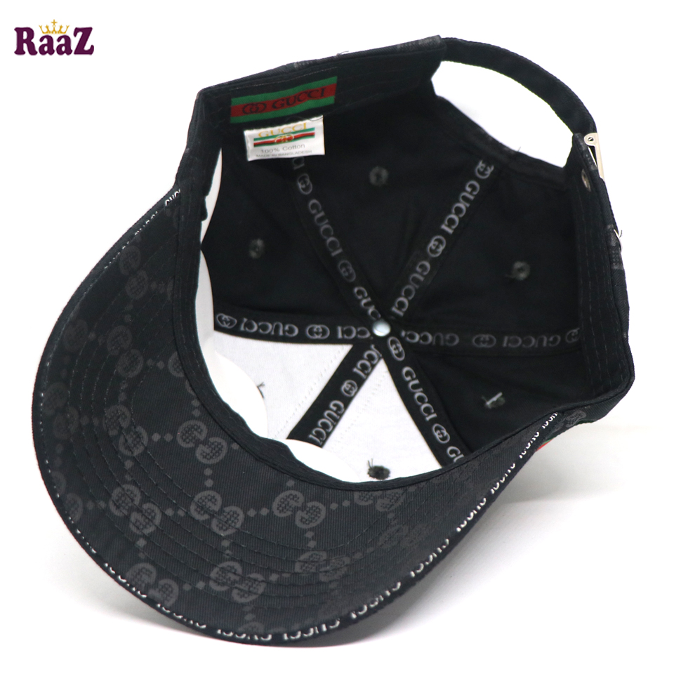 Picture of Black GG Ace Logo Embroidery Logo Famous Stripe Curved Cap