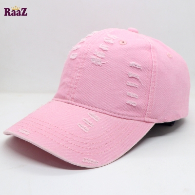 Picture of Light Pink Distressed Rip Washed Adjustable Baseball Cap