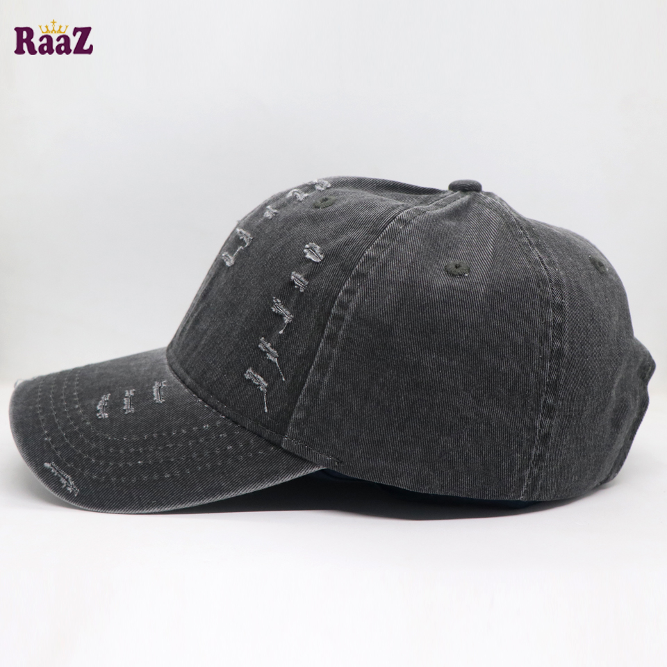 Picture of Black Distressed Rip Washed Adjustable Baseball Cap