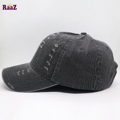 Picture of Black Distressed Rip Washed Adjustable Baseball Cap