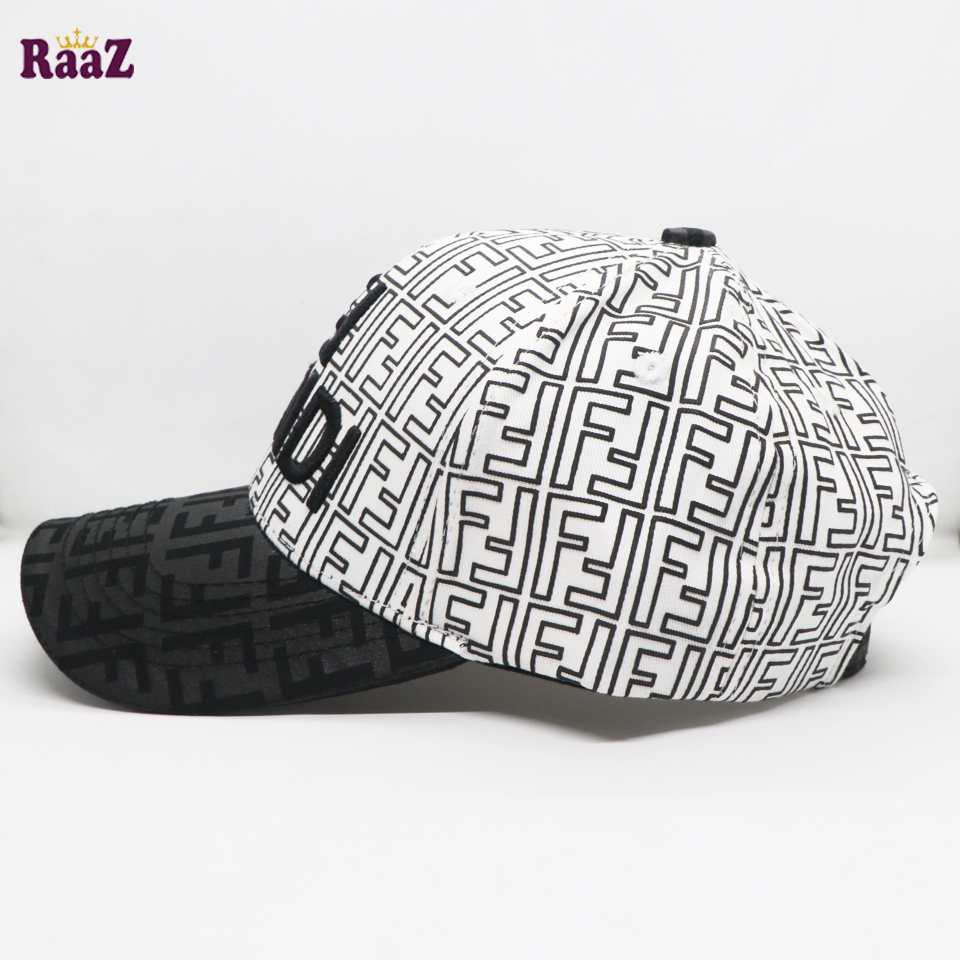 Picture of White Black FF Printed Fabric Premium Cap