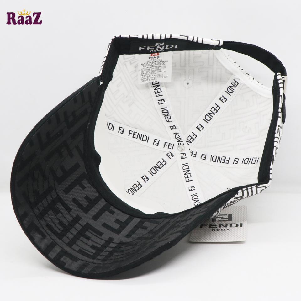Picture of White Black FF Printed Fabric Premium Cap