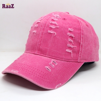 Picture of Pink Distressed Rip Washed Adjustable Baseball Cap