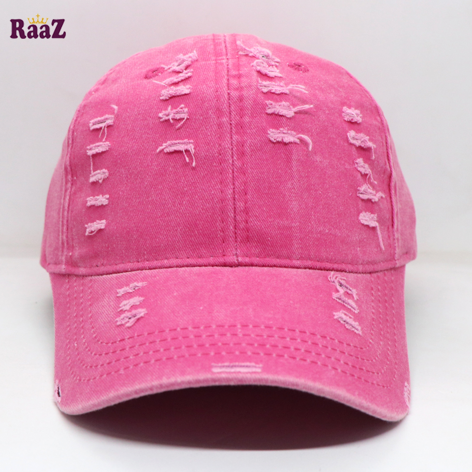 Picture of Pink Distressed Rip Washed Adjustable Baseball Cap