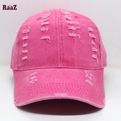 Picture of Pink Distressed Rip Washed Adjustable Baseball Cap