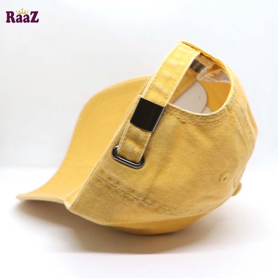 Picture of Yellow Distressed Rip Washed Adjustable Baseball Cap