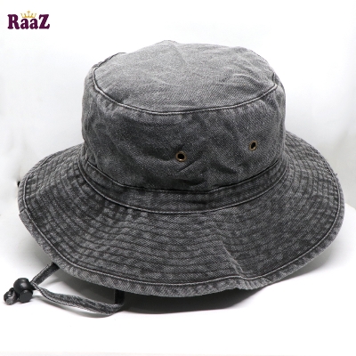 Picture of Grey Wash Fabric Denim Unisex Wide Brim Hat