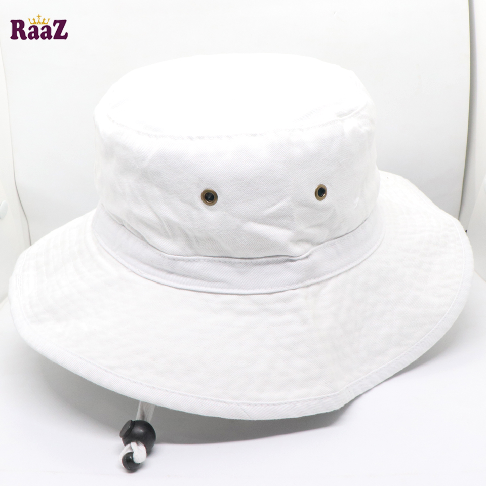 Picture of white Wash Fabric Denim Unisex Wide Brim Hat