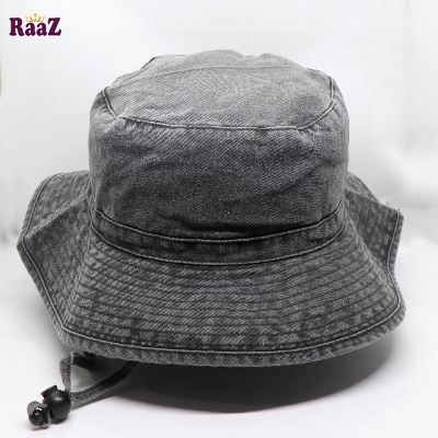 Picture of Grey Wash Fabric Denim Unisex Wide Brim Hat
