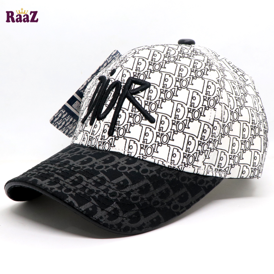 Picture of Balck White Dual Tone Full Body Thick Print Brand Logo Embroidery Baseball Cap