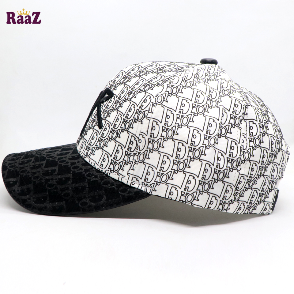Picture of Balck White Dual Tone Full Body Thick Print Brand Logo Embroidery Baseball Cap