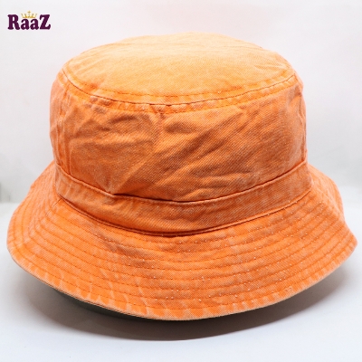 Picture of Orange Wash Fabric Denim Unisex Wide Brim Hat
