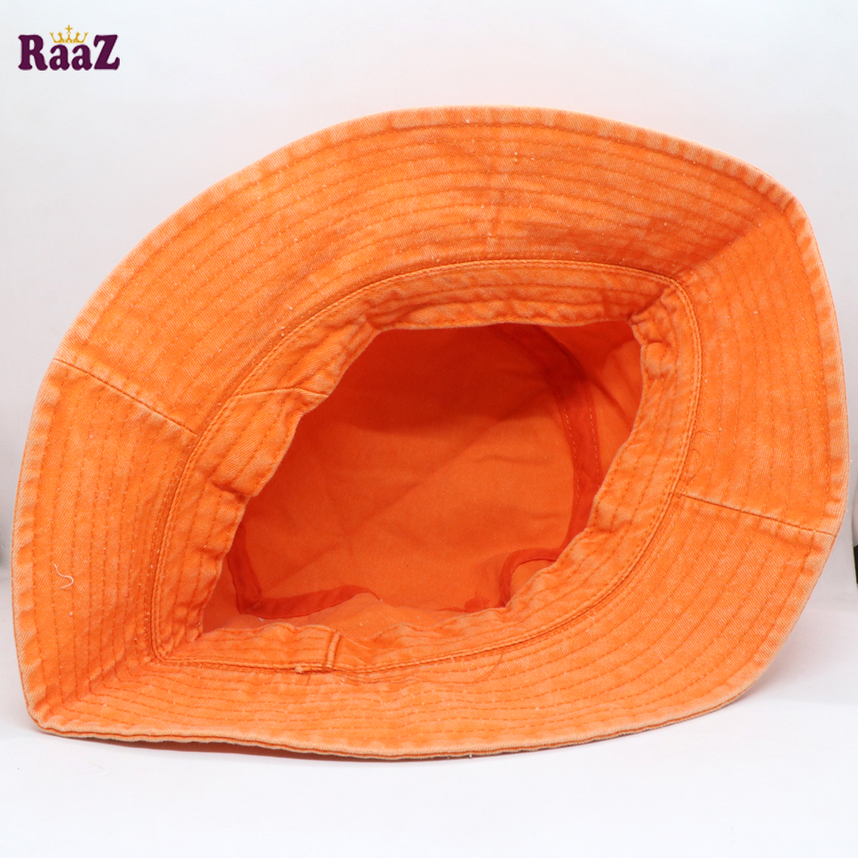 Picture of Orange Wash Fabric Denim Unisex Wide Brim Hat