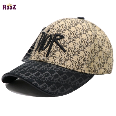 Picture of Black Brown Dual Tone Full Body Thick Print Brand Logo Embroidery Baseball Cap