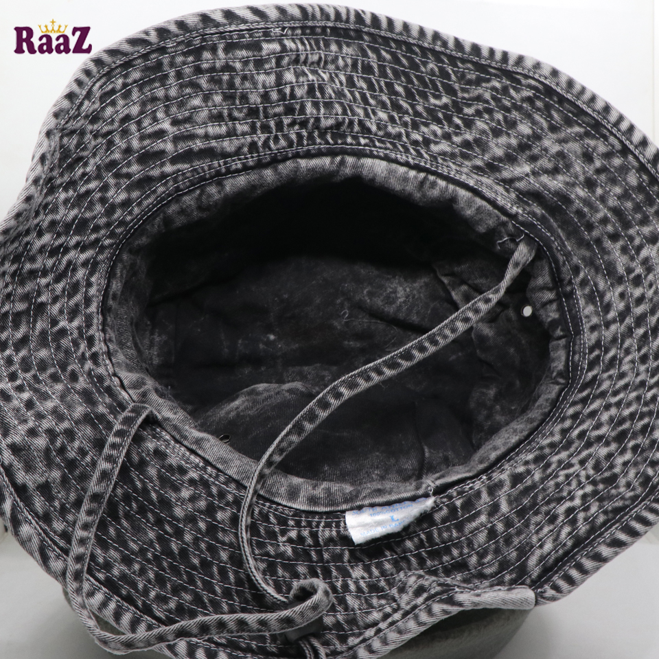 Picture of Black acid Wash Denim Fabric Unisex Wide Brim Hat