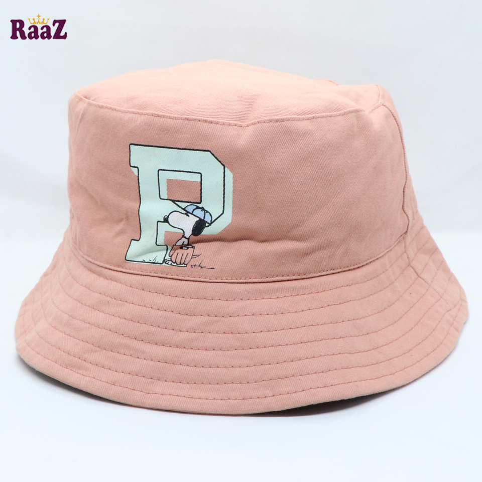 Picture of Soft Pink Anime Logo Printed Wide Brim Hat