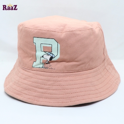 Picture of Soft Pink Anime Logo Printed Wide Brim Hat