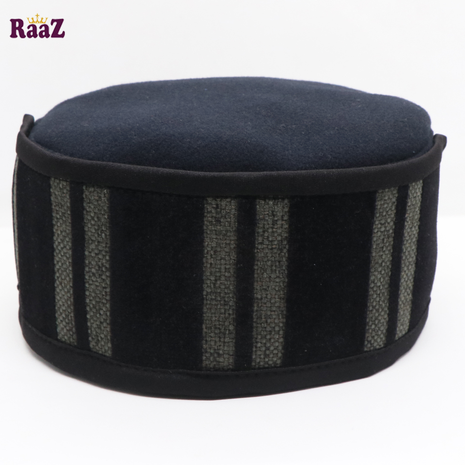 Picture of Navy Blue Black Stripe Salman Shah Tupi