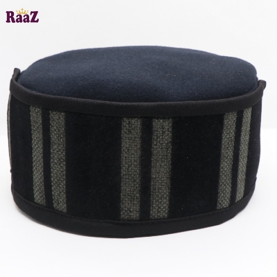 Picture of Navy Blue Black Stripe Salman Shah Tupi