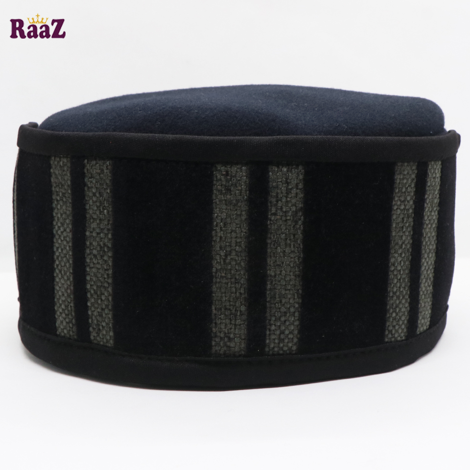 Picture of Navy Blue Black Stripe Salman Shah Tupi