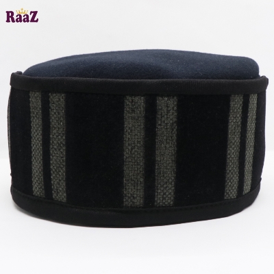 Picture of Navy Blue Black Stripe Salman Shah Tupi