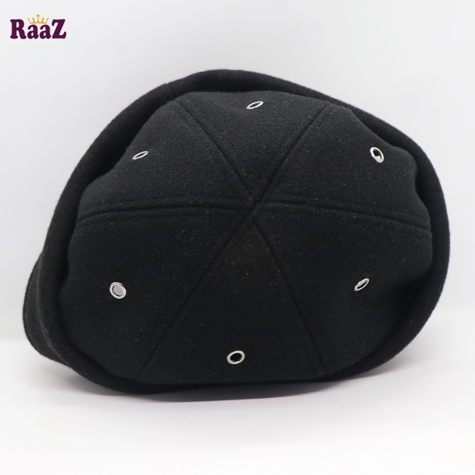 Picture of Black Star Spandex Vintage Distressed Brimless Cap Rolled Cuff Skull Cap for Women and Men Wool Docker Hat (Free Size)